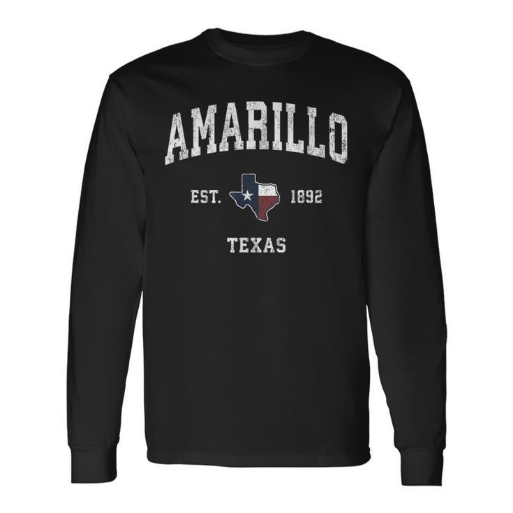 Amarillo Texas Tx ビンテージ州旗スポーツデザイン 長袖Tシャツ