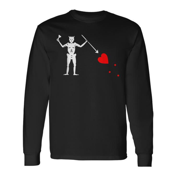Avec Drapeau Pirate Jolly Roger De Barbe Noire T-shirt à manches longues