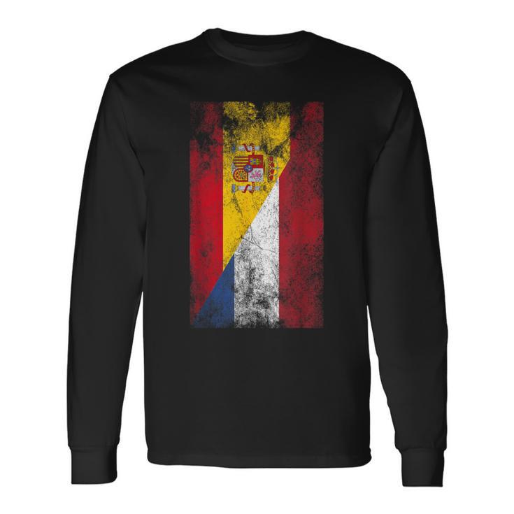 Banderas De España Y Países Bajos Español Holandés Camiseta de manga larga