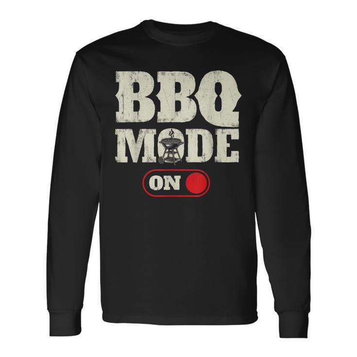 Bbqモードオン バーベキュー愛好家 グリル バーベキュー 長袖Tシャツ