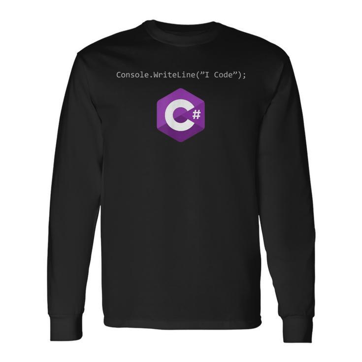 C コーディングプログラミングコードデベロッパー テックデベロッパー プログラマー 長袖Tシャツ