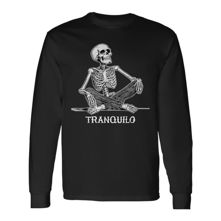 Calaca Tranquilo リラックススケルトンデザイン 長袖Tシャツ