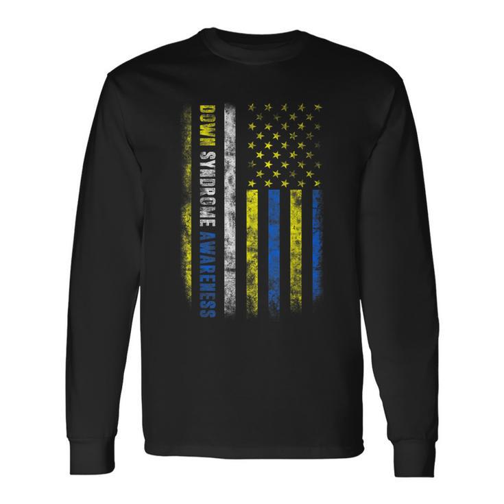 Camisa De Concienciaciónobre Elíndrome De Down Con Bandera De Estados Unidos Camiseta de manga larga