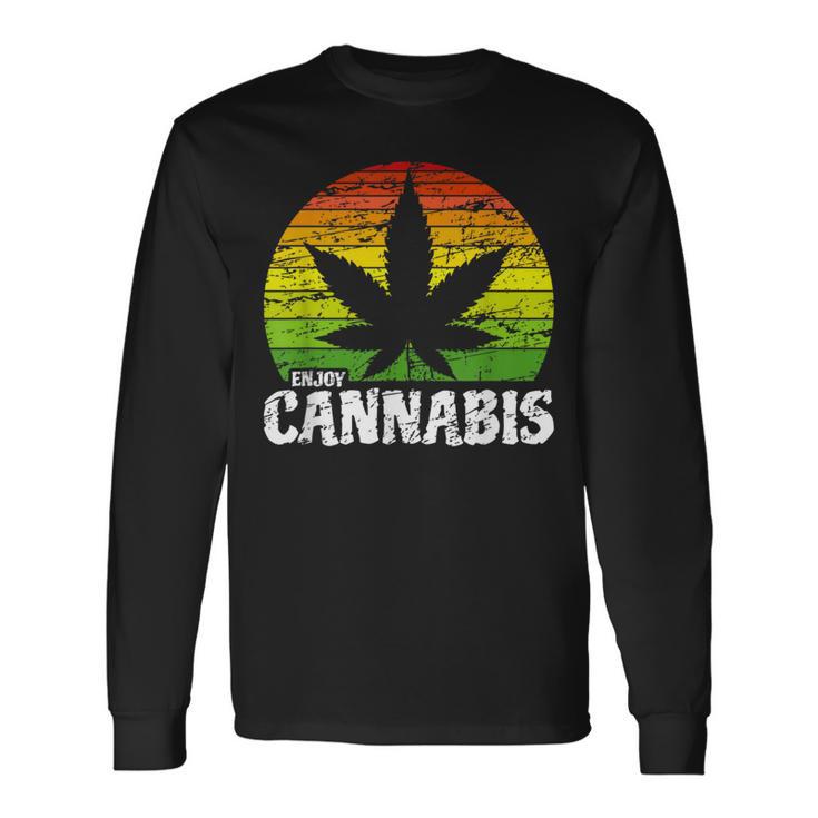 Cannabis ヴィンテージ 麻葉 レトロ マリファナ 長袖Tシャツ