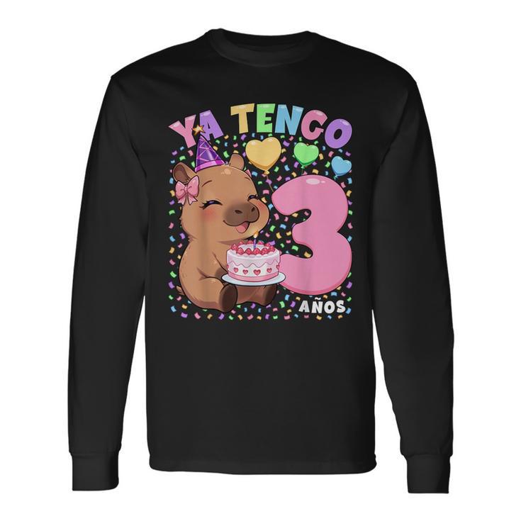 Capybara Niñas 3 Cumpleaños Carpincho Ya Tengo 3 Años Camiseta de manga larga