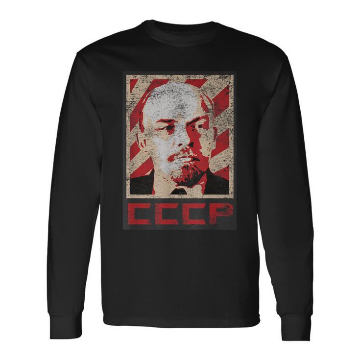 Cccp ソビエト連邦 レトロ ロシア レーニン ビンテージスタイル 長袖Tシャツ