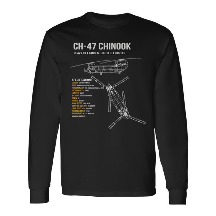 Ch-47 チヌークヘリコプター 長袖Tシャツ