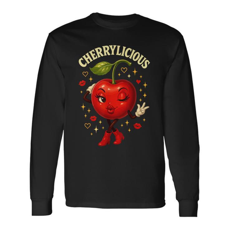 Cherrylicious キュート チェリー さくらんぼ おもしろフルーツ 長袖Tシャツ