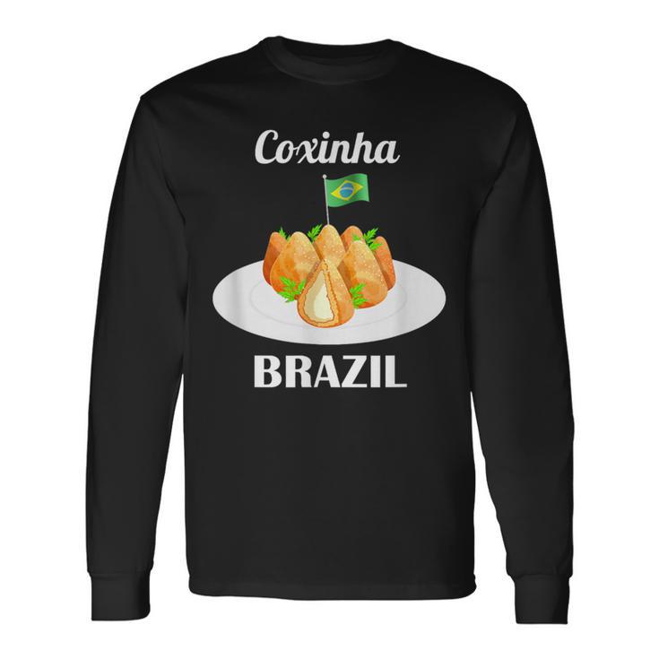 Coxinha 伝統的なブラジル料理 ブラジル国旗 長袖Tシャツ