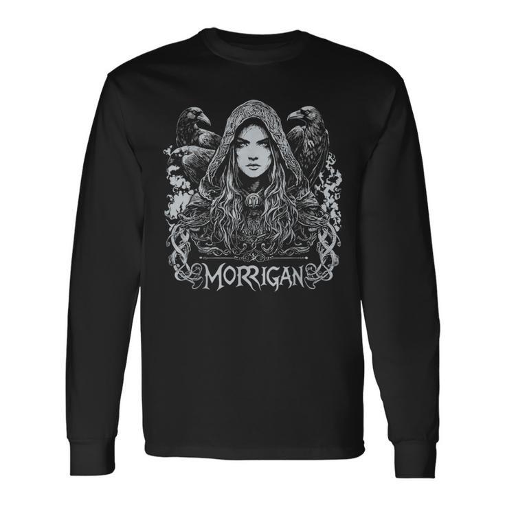 Dark Goddess The Morrigan ケルト女神 ダークペイガンレイヴン 長袖Tシャツ