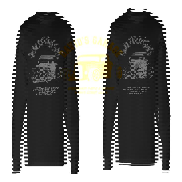 David's Garage Hotrod クラシックカーデザイン 長袖tシャツ 長袖Tシャツ