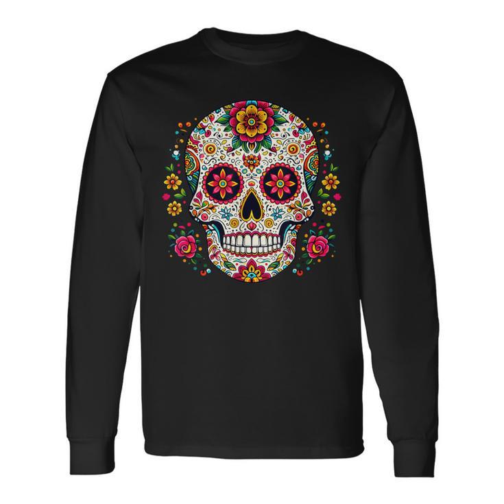 Day Of The Dead シュガースカル Dia De Los Muertos 長袖Tシャツ