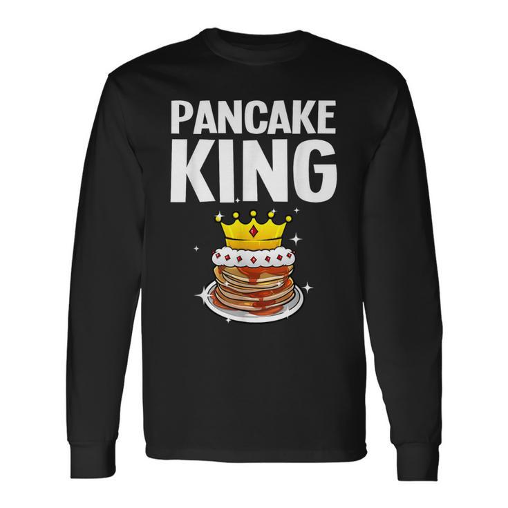 Divertente Pancake King Per Gli Amanti Dei Pancake Uomini Papà Ragazzi Maglietta a maniche lunghe