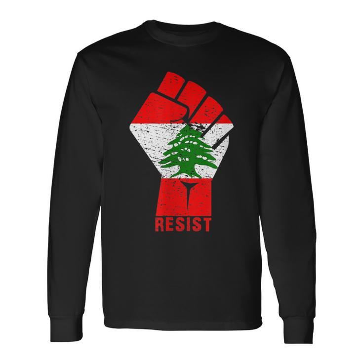 Drapeau Du Liban Resist Poing Du Liban Révolution Protest Mars T-shirt à manches longues