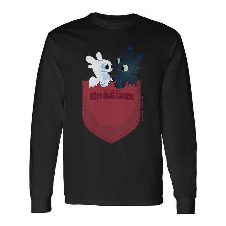 Dreamworks Dragons Light Fury & Night Fury Faux Pocket 長袖Tシャツ