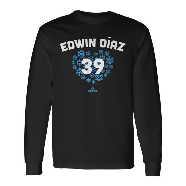 Edwin Diaz Heart New York Baseball Fansalentines 長袖Tシャツ