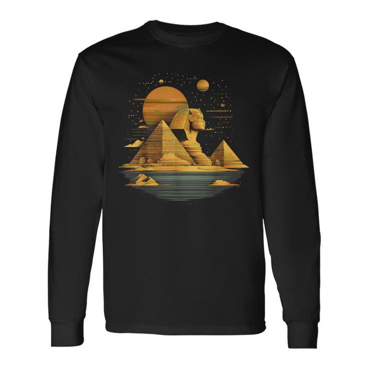 Égypte Ancienne Pyramidephinx De Toutankhamon Mythologie De L'égypte T-shirt à manches longues