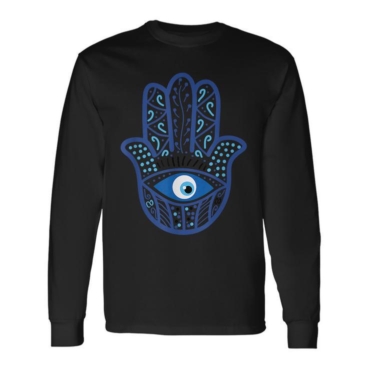 Evil Eye Artwork Hamasa Good Luck Hand Of Fatima Hipster 長袖Tシャツ