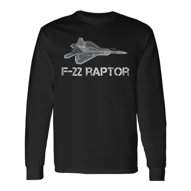 F-22 ラプター ファイター ジェット ミリタリー パイロット 長袖Tシャツ