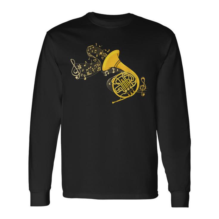 French Horn Music Lover ビッグバンド楽器 フレンチホーン 長袖Tシャツ
