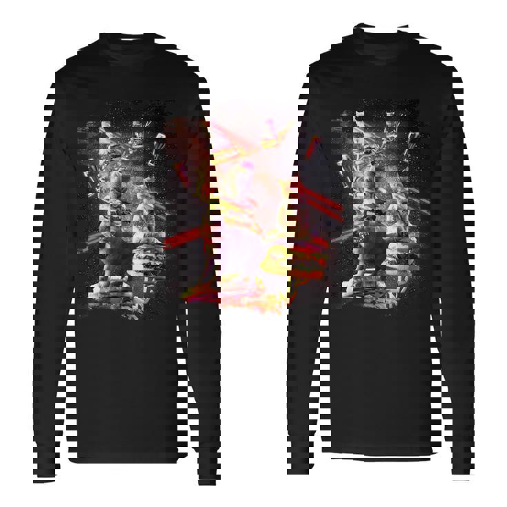 Galaxy Laser Cat On Burger -Pace Cheeseburger Cats 長袖Tシャツ ギフトのアイデア