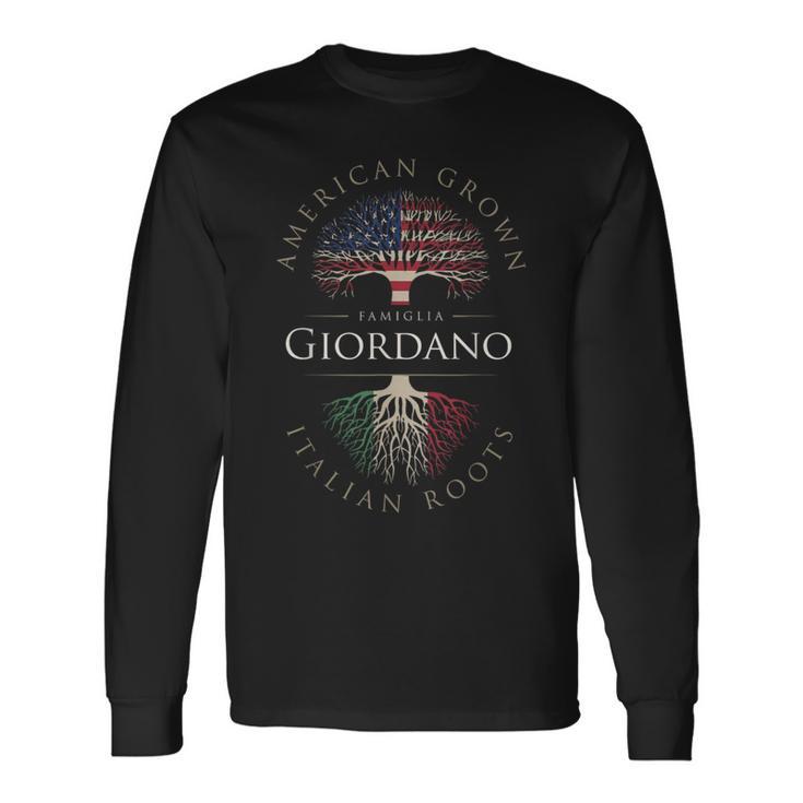 Giordano ファミリーネーム アメリカ栽培 イタリア ルーツ イタリア 国旗 長袖Tシャツ
