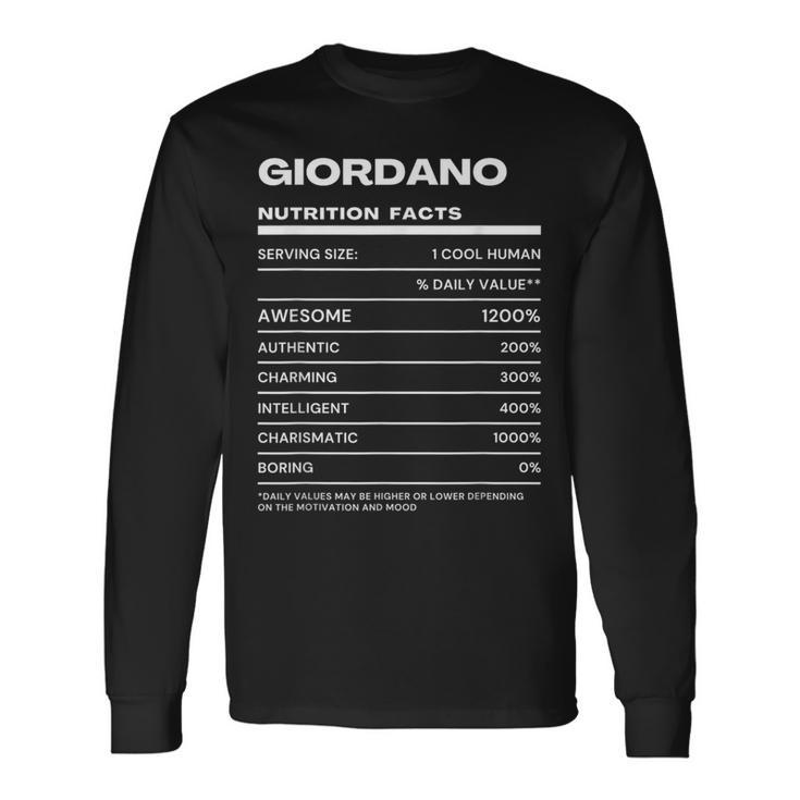 Giordano 栄養成分表示 長袖Tシャツ