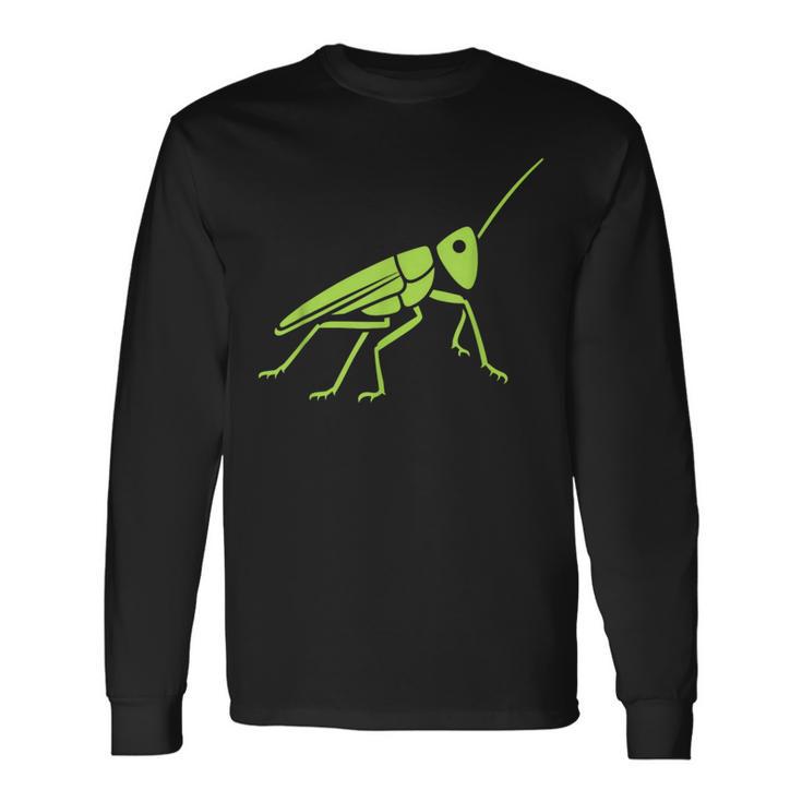 Grasshopper ミニマリストのバッタかわいい昆虫小さなバッタ 長袖Tシャツ