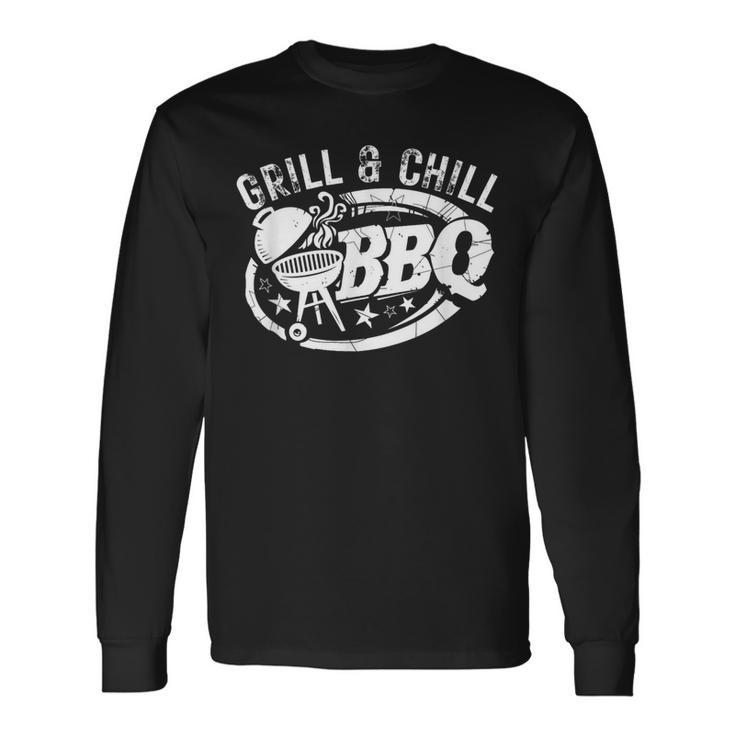 Grill And Chill おもしろbbqバーベキューシェフ 肉料理人 長袖Tシャツ ギフトのアイデア