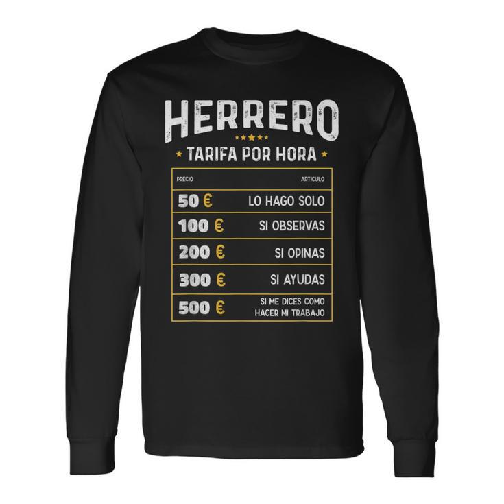 Herrero Tarifa Por Hora De Herrero Diseño Gracioso Camiseta de manga larga
