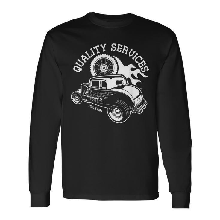 Hot Rodervice クラシック オールドアメリカンカー 自動車ガレージ 長袖Tシャツ