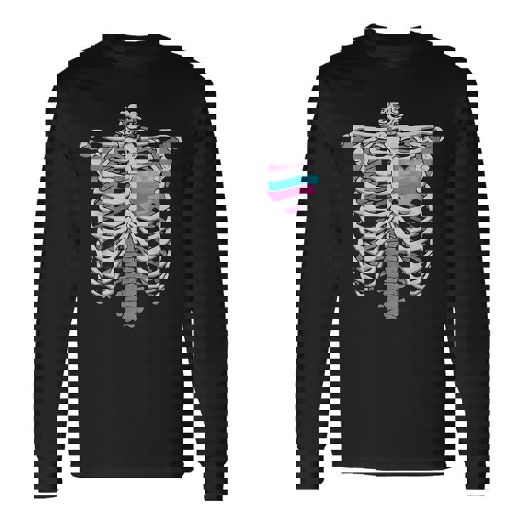 Intersex 心臓骨 誇り 両性的なプライドへのギフト 長袖Tシャツ ギフトのアイデア