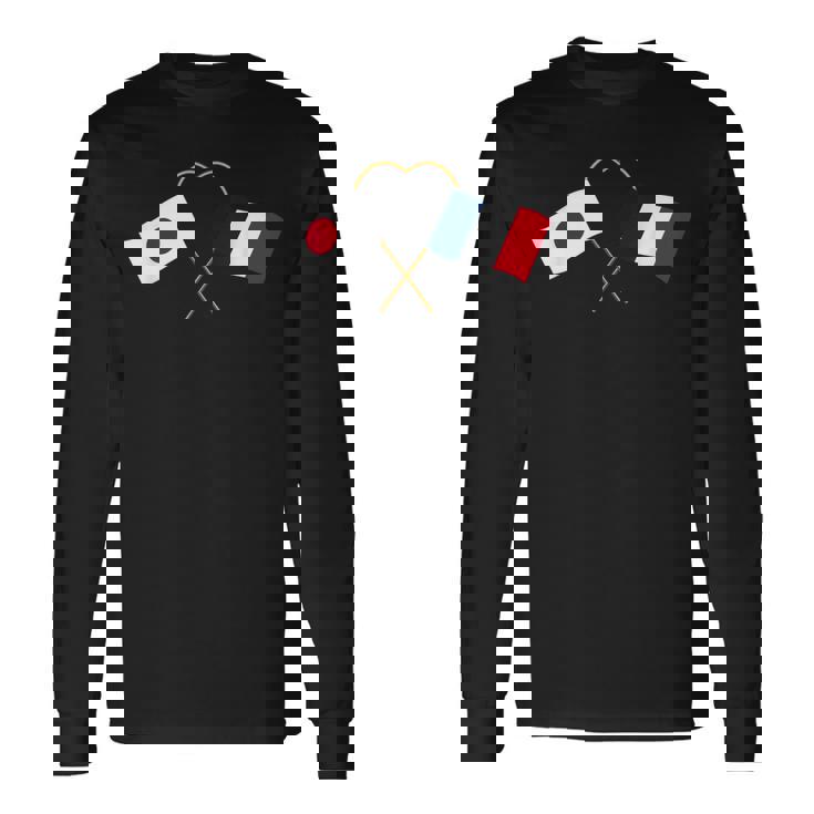 Japanese Flag France Flag フランス遺産 フランスのルーツ 日本の国旗 フランスの国旗 長袖Tシャツ