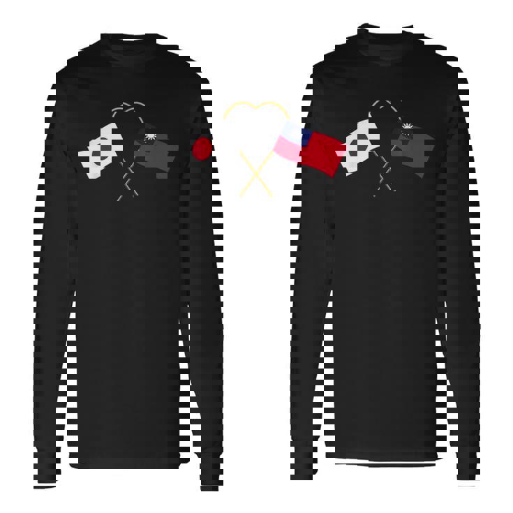 Japanese Flag Taiwanese Flag 台湾の遺産 台湾のルーツ 日本の国旗 台湾の国旗 長袖Tシャツ