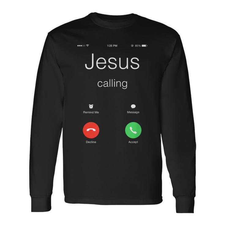 Jesus Calling Jesus Phone クリスチャンtシャツ 長袖Tシャツ