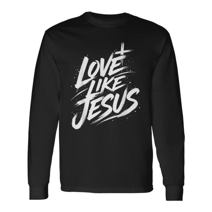 Jesus Love Like Jesus 十字架 クリスチャン 長袖Tシャツ ギフトのアイデア
