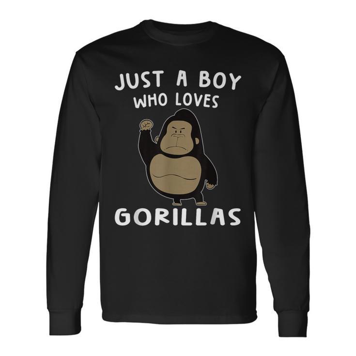 Just A Boy Who Loves Gorillas Gorilla Lover 長袖Tシャツ