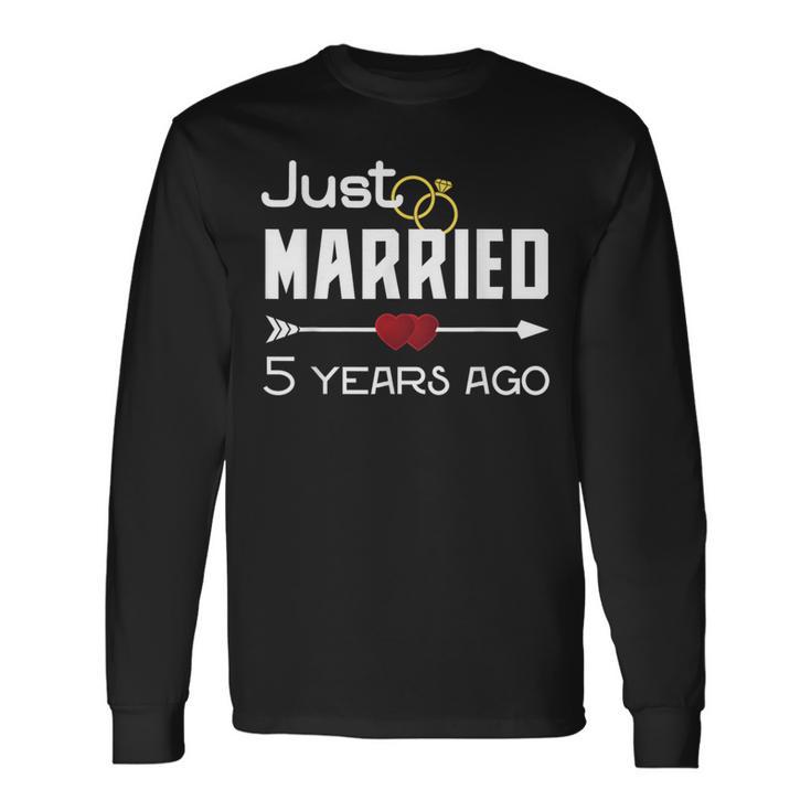 Just Married 5年前シャツ 結婚5周年記念 長袖Tシャツ