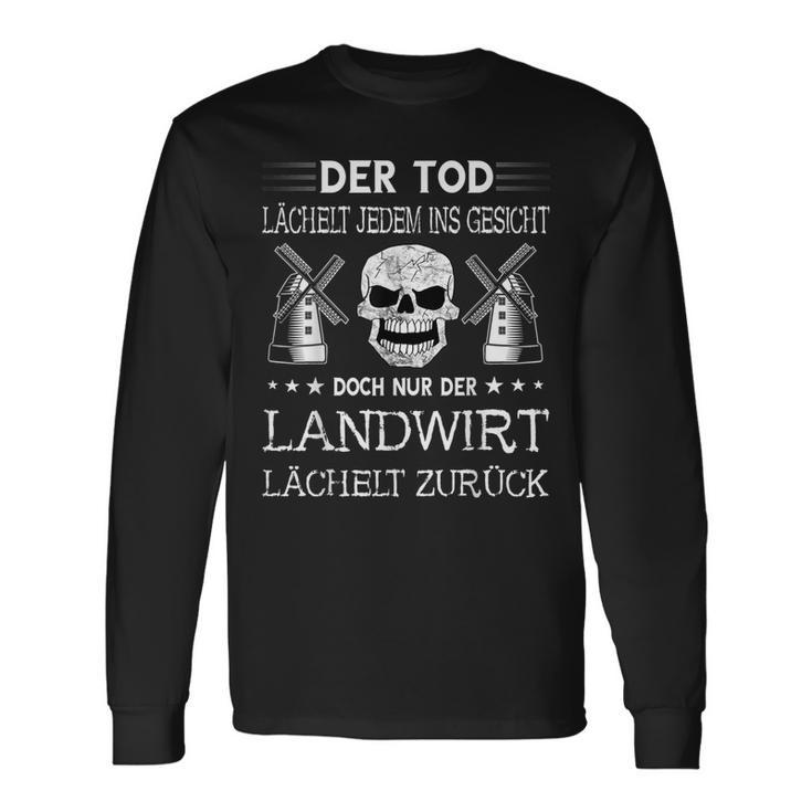 Landwirt Tête De Mort Bauer Windmühle Agriculture T-shirt à manches longues