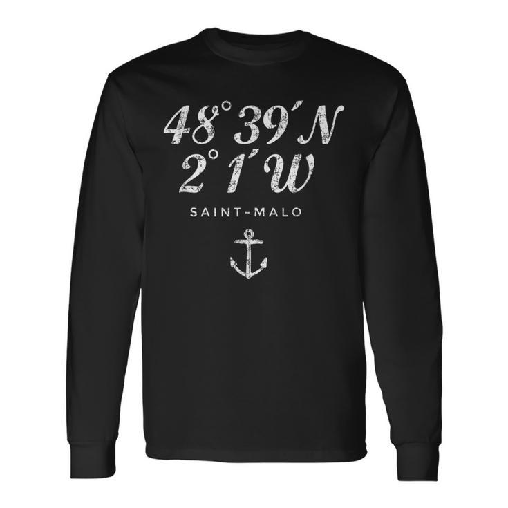 Les Coordonnées Deaint-Malo Blancintage Bretagne T-shirt à manches longues