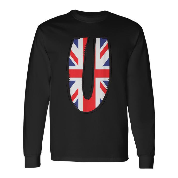 Lettre U Du Drapeau Britannique Avec Initiale Graphiqueieillie T-shirt à manches longues