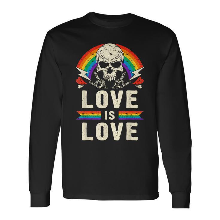 Lgbtプライド、レインボー、ハードギター音楽 長袖Tシャツ