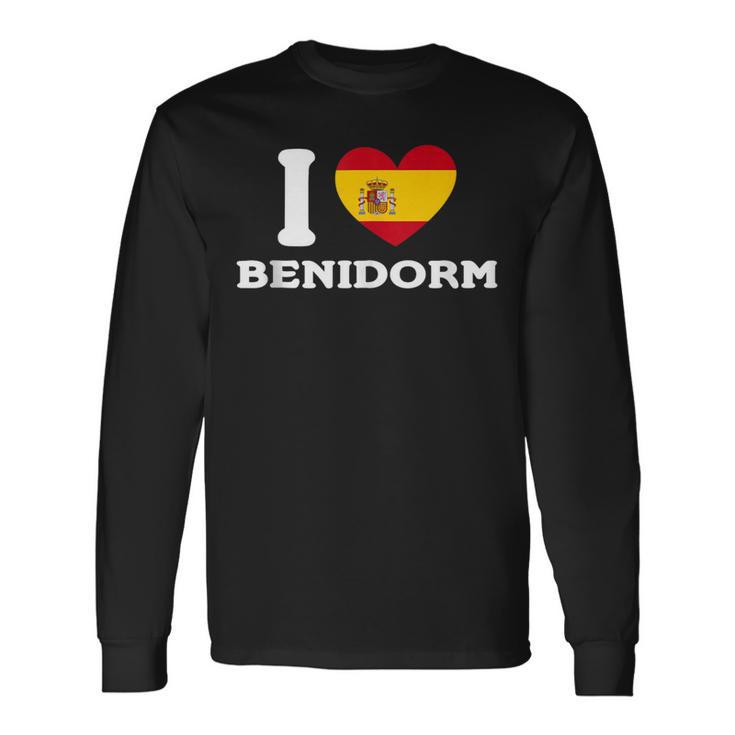 I Love Benidorm Bandera De Corazón De España In Mangas Camiseta de manga larga