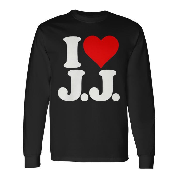 I Love Heart JJ Jj J J イニシャル 長袖Tシャツ