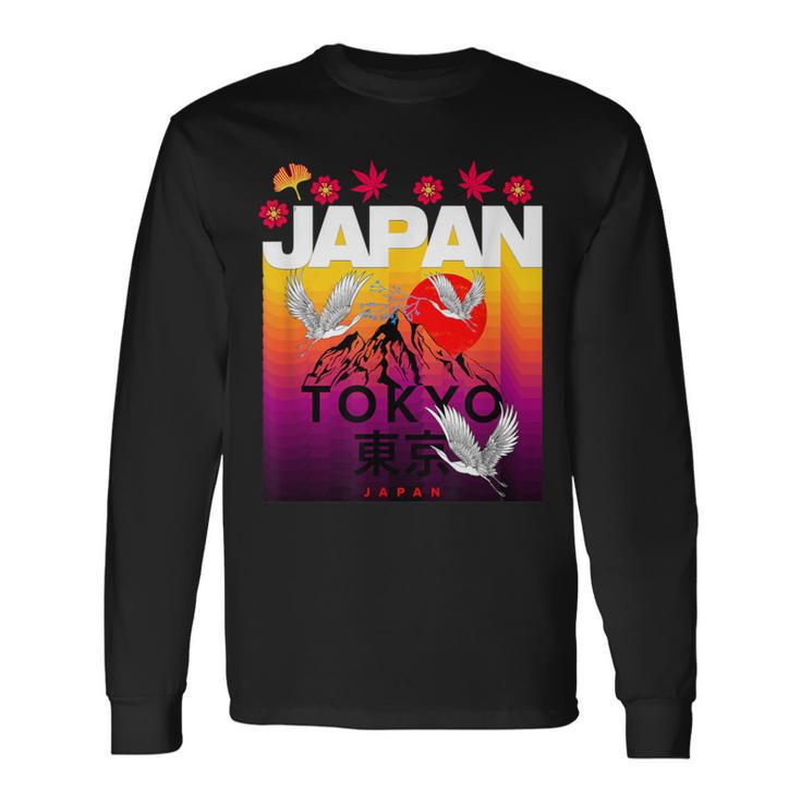 I Love Japan Culture Cool Japanunset Red-Crowned Crane 長袖Tシャツ