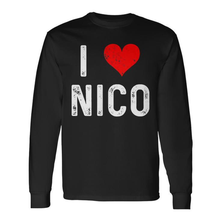 I Love Nico ハート アンティーク調 長袖Tシャツ