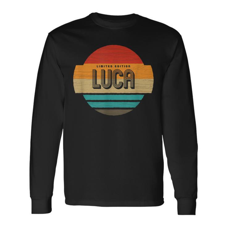 Luca 名称 レトロ・ヴィンテージ・サンセット 限定版 長袖Tシャツ