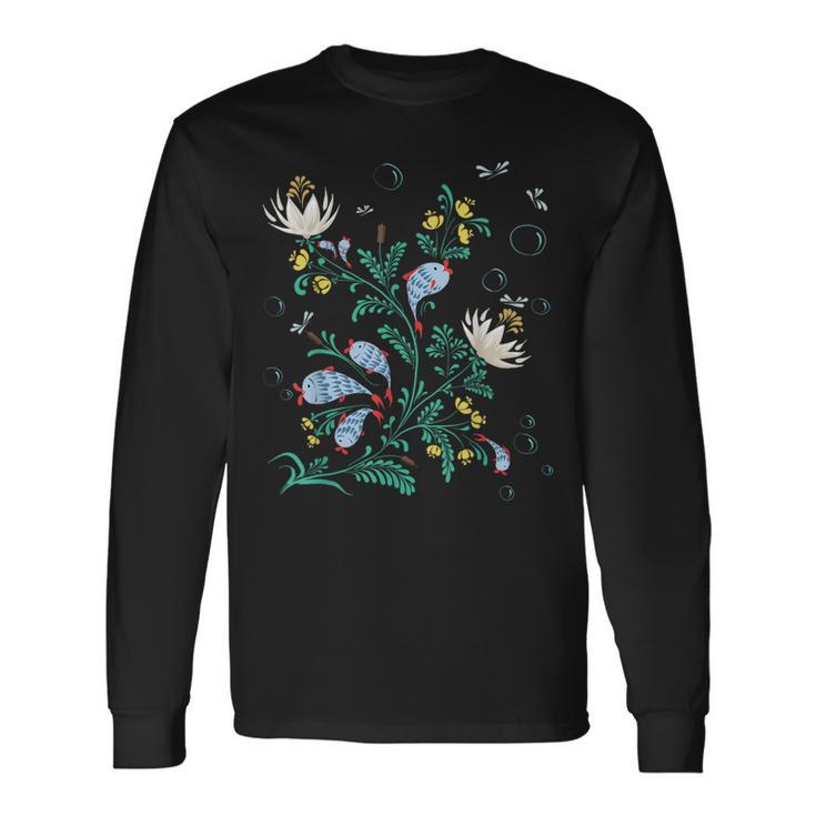 Magic Fish ファニー フィッシング フローラル ヴィンテージ ウクライナ ヴィシバンカ 長袖Tシャツ
