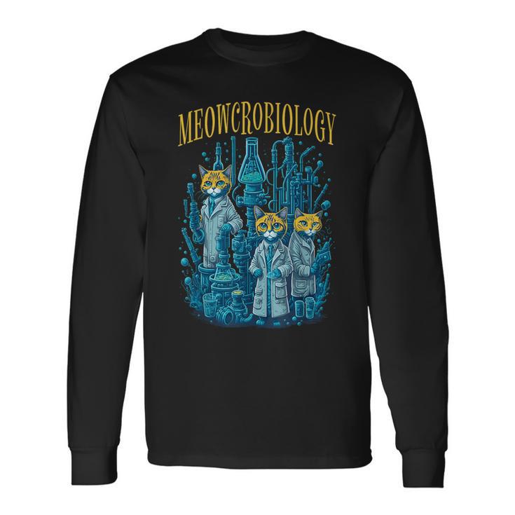 Meowcrobiology 猫 ニャー微生物学 科学 細菌学 長袖Tシャツ