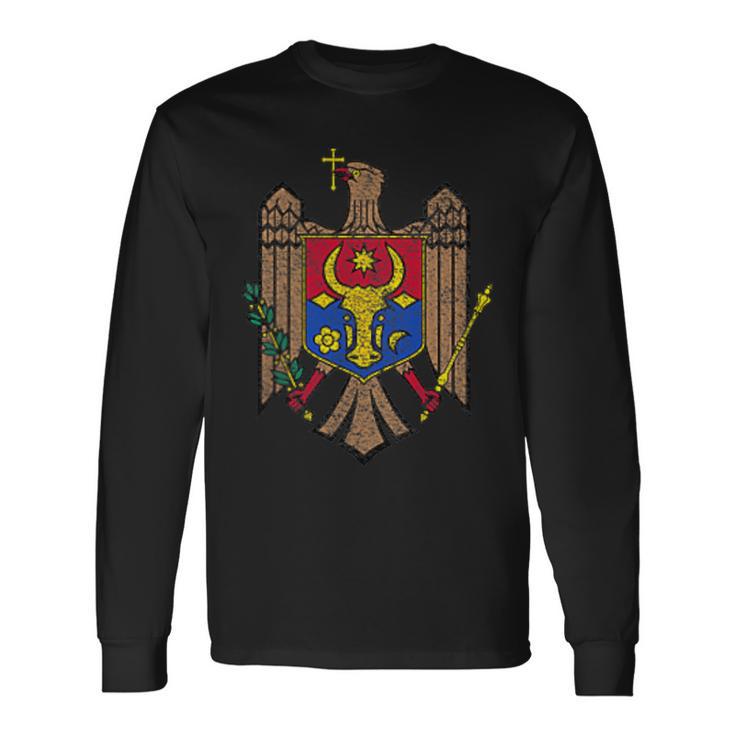 Moldova Bandera Nacional De Brazos Camiseta de manga larga